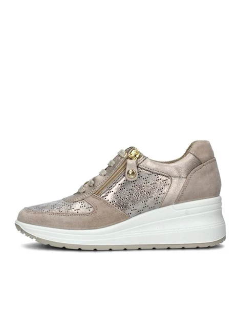 SNEAKERS PLATFORM CON DOPPIA CHIUSURA DONNA BEIGE