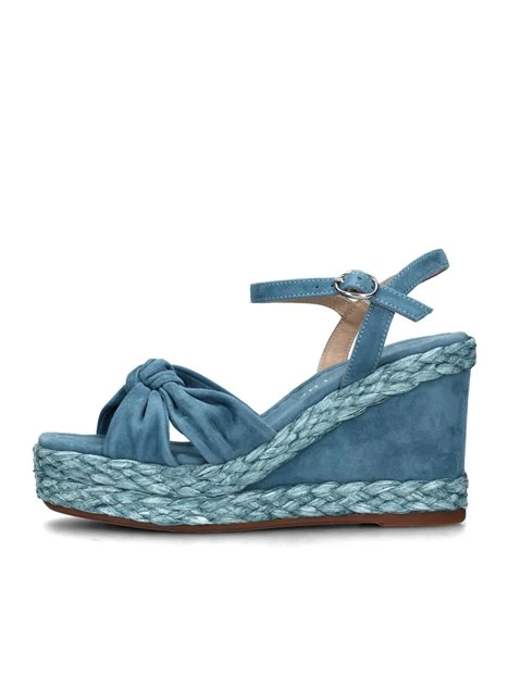 SANDALI CON ZEPPA E FASCE ANNODATE DONNA BLU JEANS