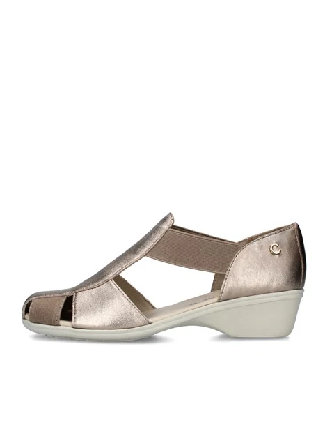 SANDALI TACCO BASSO CON ELASTICI DONNA BEIGE