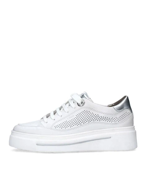 SNEAKERS PLATFORM CON INSERTI ARGENTO DONNA BIANCO