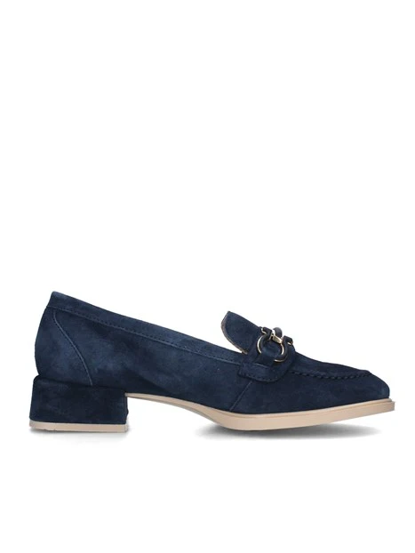 Mocassini blu con tacco 2025