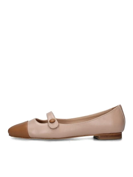 BALLERINE IN PELLE CON PUNTA MARRONE DONNA BEIGE