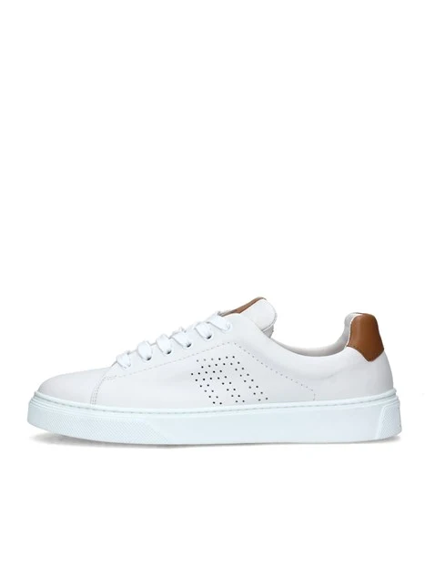 SNEAKERS BASSE CON LOGO A FORI UOMO BIANCO MARRONE