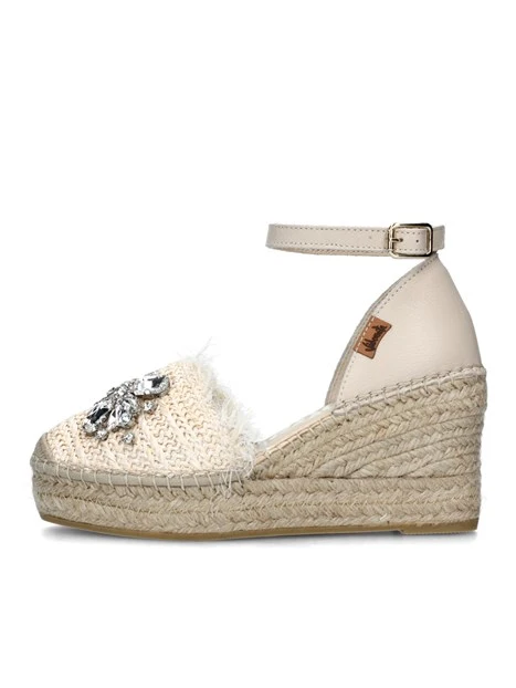 ESPADRILLAS CON ZEPPA E GIOIELLO DONNA BEIGE