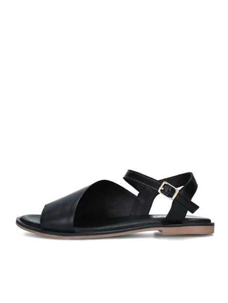 SANDALI TACCO BASSO OUTSOLE CON CINTURINO REGOLABILE DONNA NERO