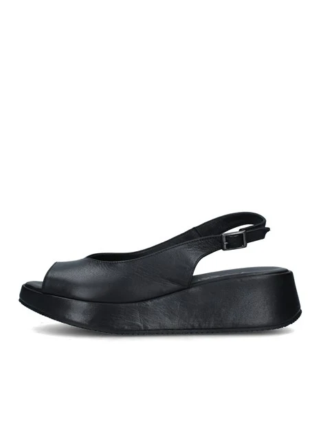 SANDALI CON ZEPPA E CINTURINO REGOLABILE OUTSOLE DONNA NERO