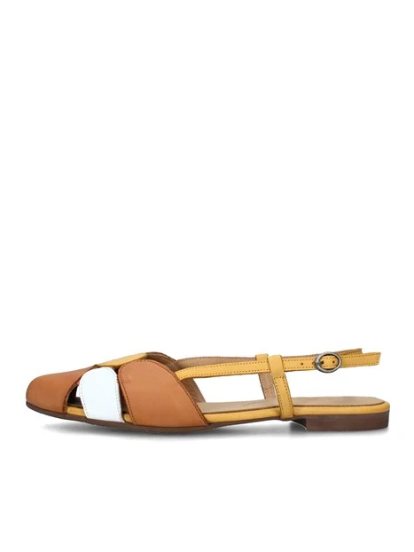 SLINGBACK BICOLORE IN PELLE DONNA GIALLO BIANCO