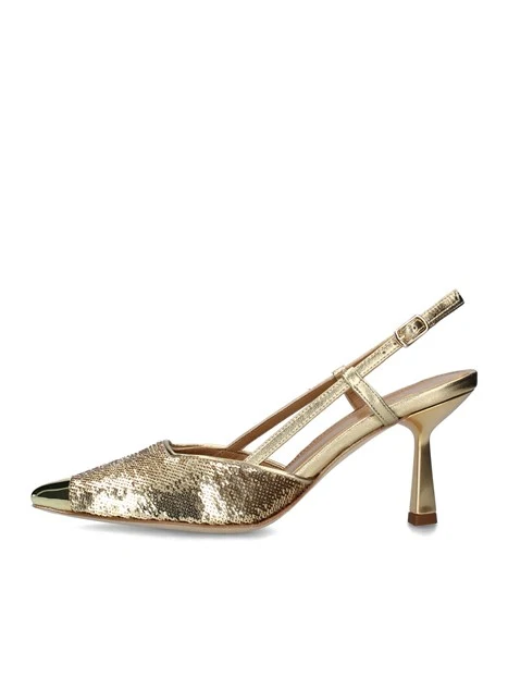 SLINGBACK IN PELLE CON TRAMA PAILLETTES DONNA ORO