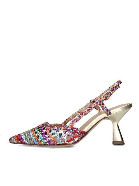 SLINGBACK MULTICOLORE CON INTRECCIO DONNA ARGENTO VIOLA