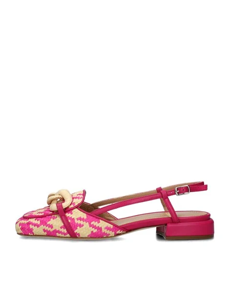 SLINGBACK CON CATENA RIVESTITA IN TESSUTO DONNA FUCSIA