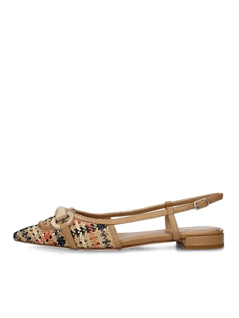 SLINGBACK MULTICOLORE CON TACCO BASSO DONNA BEIGE