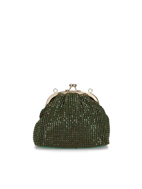 POCHETTE CON TRAMA IN STRASS E TRACOLLINA DONNA VERDE