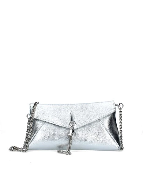 POCHETTE CON NAPPA E CATENINA DONNA ARGENTO