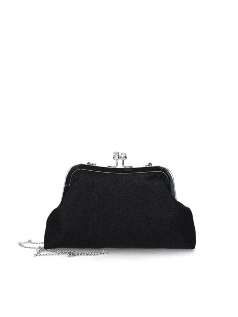 POCHETTE CON TRAMA GLITTER DONNA NERO