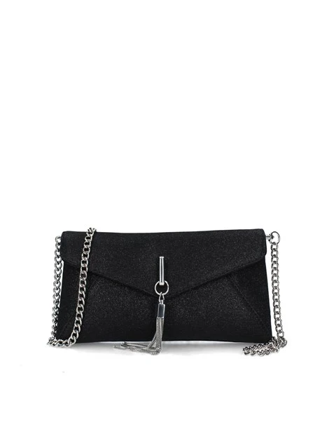 POCHETTE CON NAPPA IN CATENA DONNA NERO