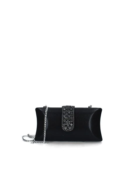 POCHETTE CON STRASS MULTIFORME DONNA NERO