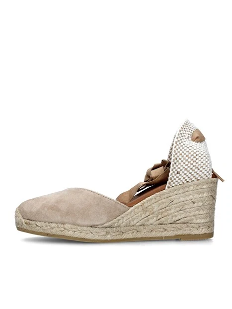 ESPADRILLAS CON ZEPPA E LACCETTO DONNA BEIGE