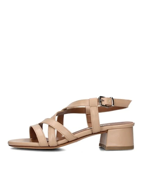 SANDALI TACCO BASSO A BLOCCO DONNA BEIGE