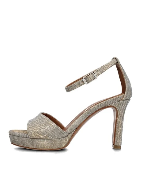 SANDALI TACCO ALTO EFFETTO GLITTER DONNA BEIGE