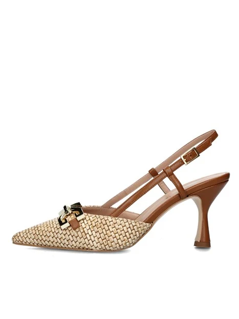 SLINGBACK CON TACCO E MORSETTO DORATO DONNA BEIGE