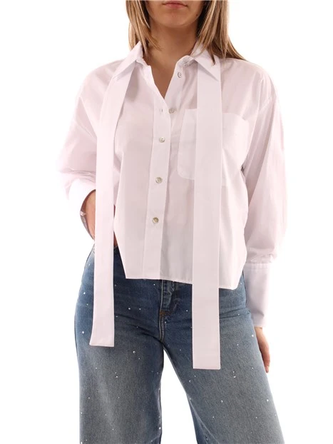 CAMICIA CROPPED CON SCIARPINA STACCABILE DONNA BIANCO