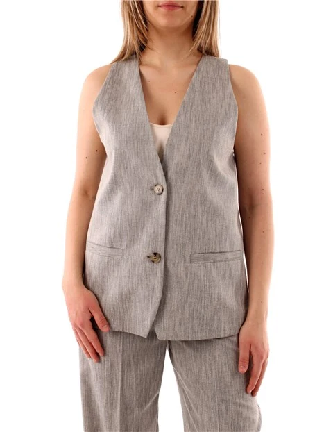 GILET IN MISTO COTONE DONNA GRIGIO