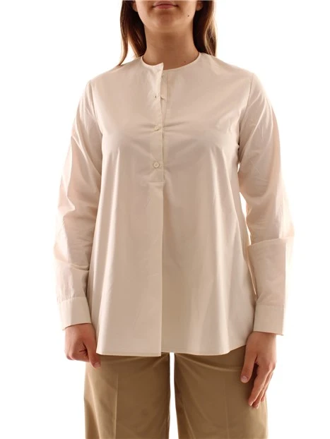 BLUSA GIROCOLLO IN PURO COTONE DONNA BURRO