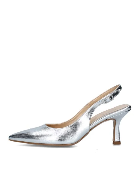 SLINGBACK CON TACCO E SOLETTA IN PELLE DONNA ARGENTO