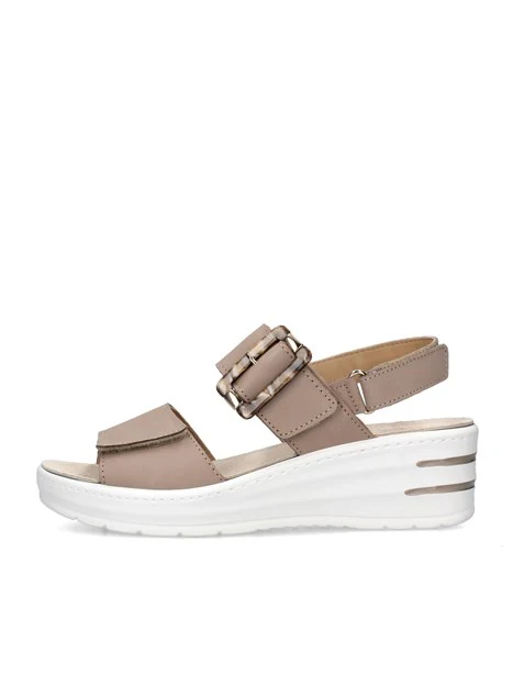 SANDALI CON ZEPPA DONNA BEIGE SCURO