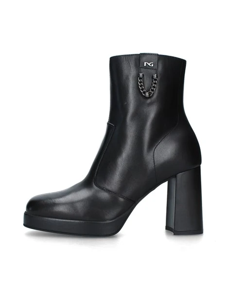 STIVALETTI TACCO ALTO CON INSERTO LATERALE DONNA NERO
