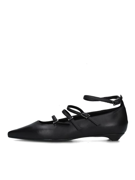 SLINGBACK IN PELLE CON CINTURINI DONNA NERO