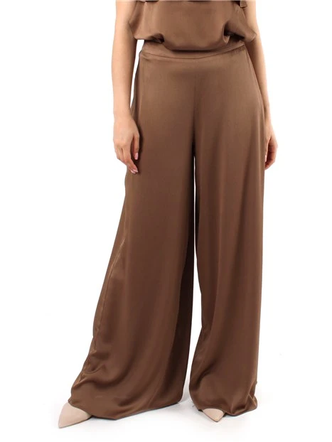 PANTALONI PALAZZO IN CREPONNE DONNA MARRONE