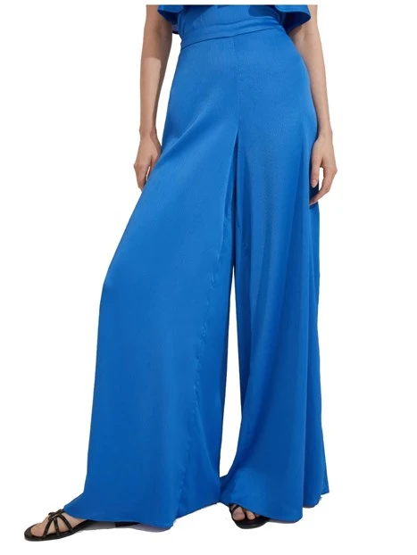 PANTALONI PALAZZO IN CREPONNE DONNA AZZURRO