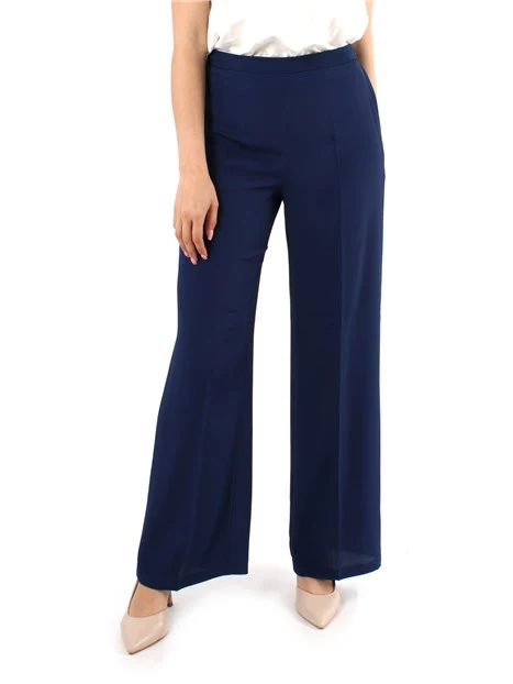 PANTALONI PALAZZO IN CRÊPE DE CHINE MISTO SETA DONNA BLU