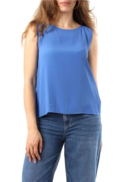 TOP IN MISTO SETA DONNA AZZURRO