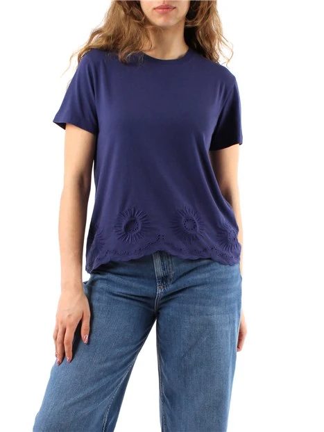 T-SHIRT IN JERSEY CON RICAMI DONNA BLU