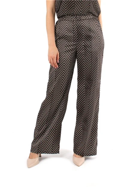 PANTALONE PALAZZO STAMPATO A POIS DONNA NERO