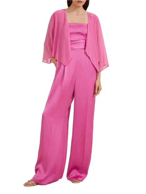 TUTA SMANICATA CON COPRISPALLE IN RASO DONNA FUCSIA