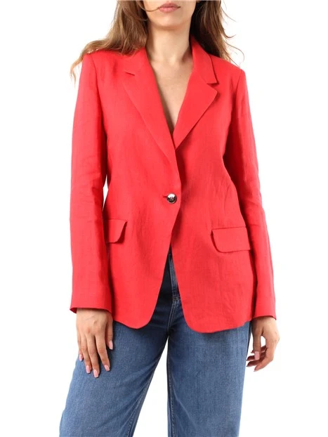 GIACCA BLAZER IN PURO LINO DONNA ROSSO