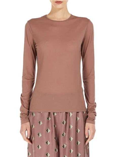 BLUSA SLIM FIT IN JERSEY DONNA MARRONE