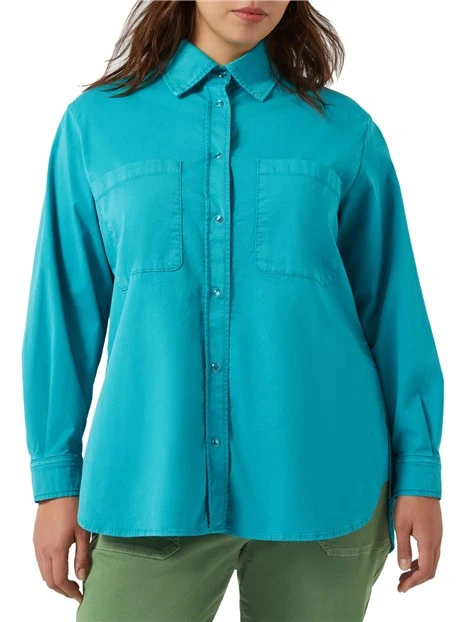 CAMICIA IN GABARDINE DI COTONE VERDE SMERALDO