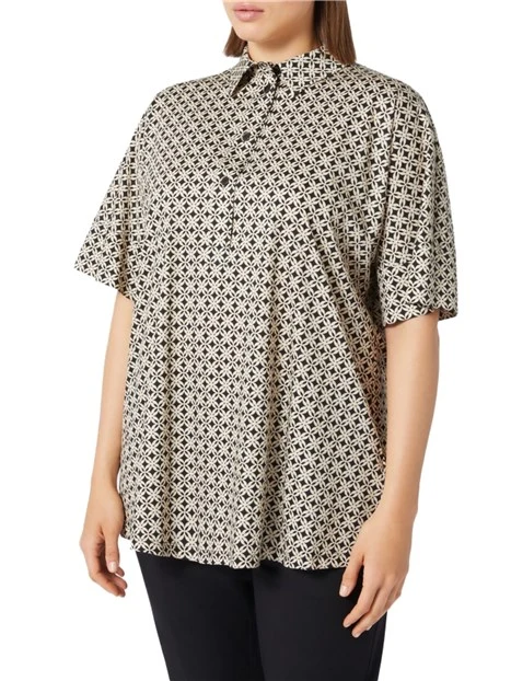 CAMICIA MANICHE CORTE A FANTASIA DONNA NERO