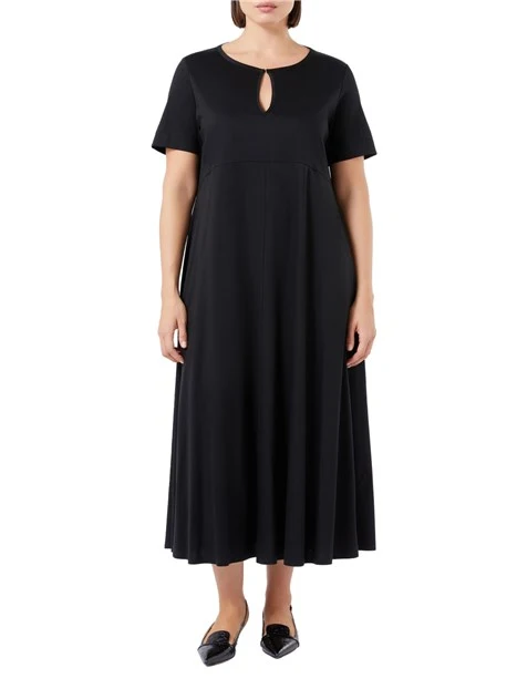 VESTITO LUNGO IN JERSEY CON SCOLLO A V DONNA NERO