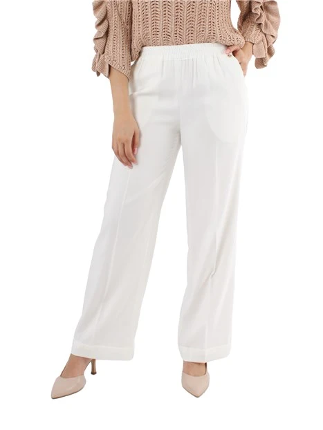 PANTALONI PALAZZO CON COULISSE IN VITA DONNA BIANCO