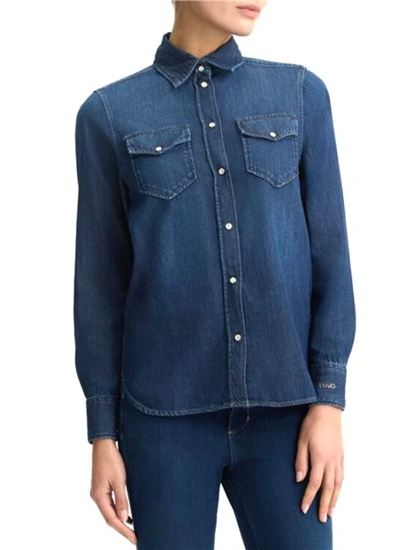 CAMICIA IN DENIM DONNA BLU SCURO