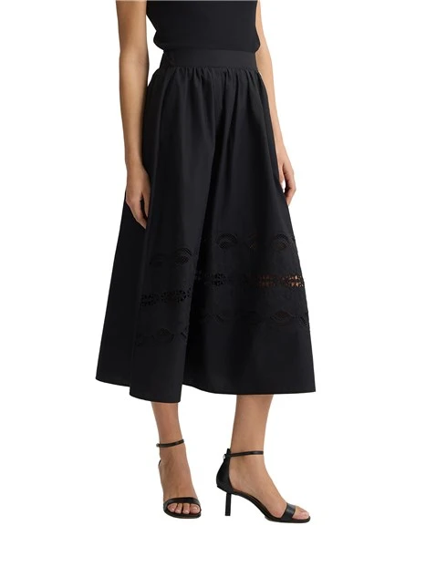 GONNA MIDI CON RICAMI DONNA NERO