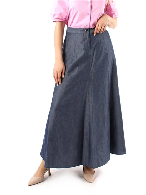 GONNA LUNGA IN MISTO LINO DONNA BLU