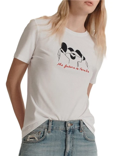 Maglietta Donna Tip Top 'Please Patienter Je Reflis' - Rosa Con Stampa Bianca - 100% Cotone - Taglia M