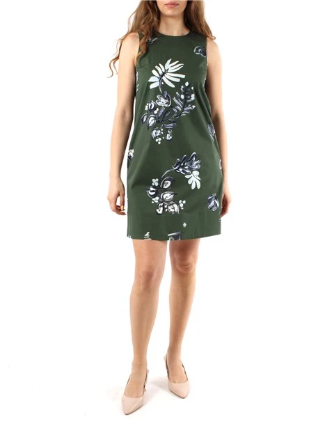 VESTITO SVASATO A FANTASIA DONNA VERDE