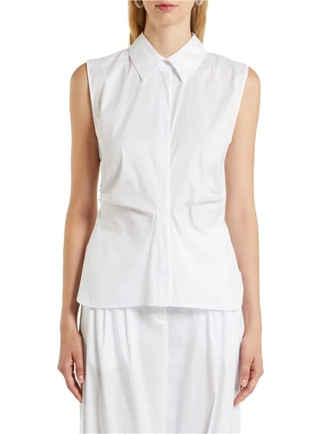 CAMICIA SMANICATA IN MISTO COTONE DONNA BIANCO